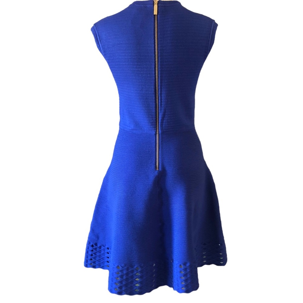 Ted Baker Royal Blue Zaralia Fit & Flare Knit Dress Full Skirt Bodice Cut Outs - Picture 9 of 15